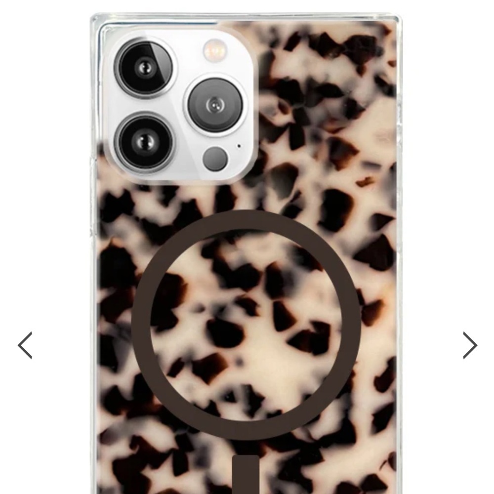 FLAUNT SQUARE® Blonde Tortoise Shell iPhone Case. 15 Pro